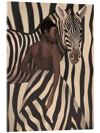 Acrylglasbild Frau und Zebra in kräftigen Streifen - Branka Kodžoman