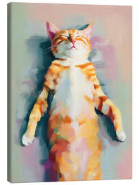 Leinwandbild Schlafendes orangefarbenes Kätzchen