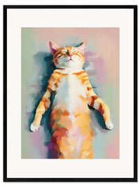 Gerahmter Kunstdruck Schlafendes orangefarbenes Kätzchen