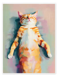 Poster Schlafendes orangefarbenes Kätzchen