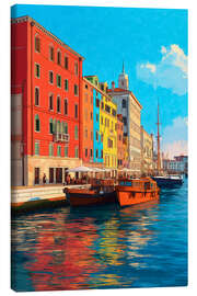 Leinwandbild Farbenfrohe Häuserzeile am italienischen Kanal - Thomas Klee