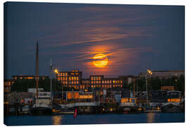 Leinwandbild Vollmond geht über einem modernen Haus auf - George Pachantouris
