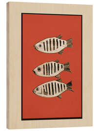 Holzbild Fischkomposition in Rot