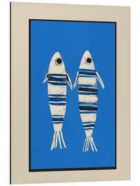 Alubild Minimaler Fisch auf Blau
