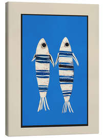 Leinwandbild Minimaler Fisch auf Blau