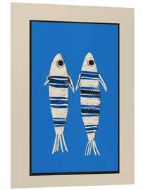 Hartschaumbild Minimaler Fisch auf Blau