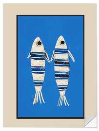 Wandsticker Minimaler Fisch auf Blau