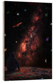 Holzbild Staunen über die Planeten des Universums - Gen Z