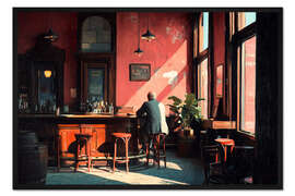 Gerahmter Kunstdruck Alte Hopper Bar