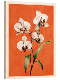 Holzbild Weiße Orchidee
