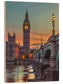 Holzbild Big Ben beim Sonnenuntergang - Assaf Frank