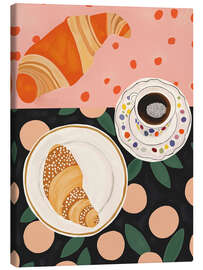 Leinwandbild Kaffee und Croissant - Artsy Sesta