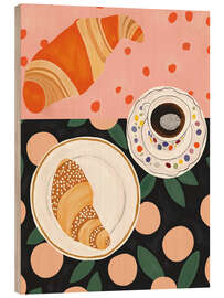 Holzbild Kaffee und Croissant - Artsy Sesta