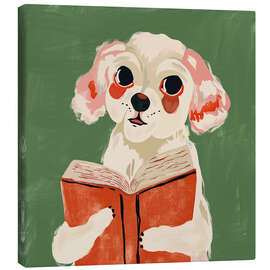 Leinwandbild Bücherwurm-Welpe