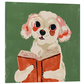 Hartschaumbild Bücherwurm-Welpe