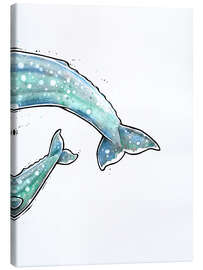 Leinwandbild Grauwal mit Kalb II - Stephanie W.