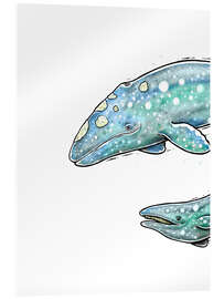 Tableau en verre acrylique Gray whale with calf I - Stephanie W.