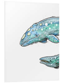 Hartschaumbild Grauwal mit Kalb I - Stephanie W.