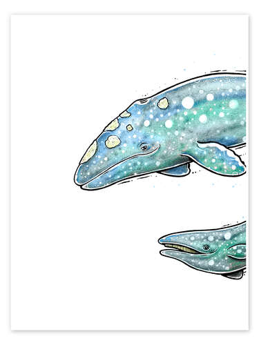 Poster Gray whale with calf I