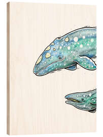 Holzbild Grauwal mit Kalb I - Stephanie W.