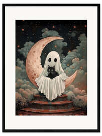 Gerahmter Kunstdruck Geist und schwarze Katze