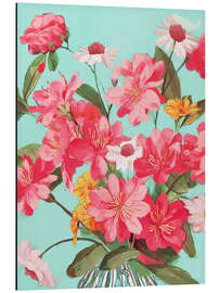 Aluminium print Azalea and Wildflower Bouquet on Teal - Branka Kodžoman