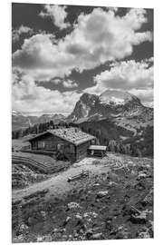 Hartschaumbild Almhütten auf der Seiser Alm, Südtirol