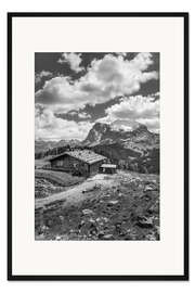 Gerahmter Kunstdruck Almhütten auf der Seiser Alm, Südtirol