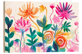 Holzbild Wunderlicher Wildblumengarten