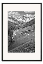 Gerahmter Kunstdruck Bergmeister-Alm im Mühlwalder Tal bei Lappach, Südtirol