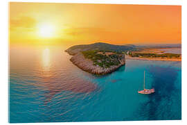 Acrylglasbild Segelboot bei Sonnenuntergang in Griechenland - pixelliebe
