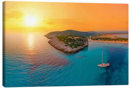 Leinwandbild Segelboot bei Sonnenuntergang in Griechenland - pixelliebe