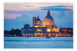 Poster Santa Maria della Salute in Venedig am Abend
