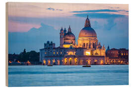 Holzbild Santa Maria della Salute in Venedig am Abend