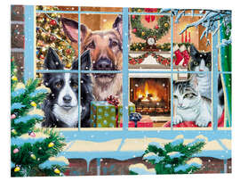Hartschaumbild Die Haustiere warten auf den Santa Claus