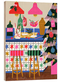 Holzbild Weihnachten an der Bar