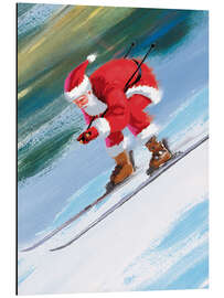 Magnettafel Santa Skiing