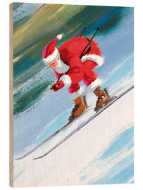 Holzbild Santa Skiing