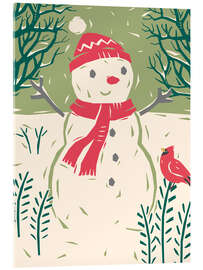 Acrylglasbild Schneemann in einer Winternacht