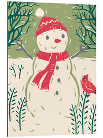 Alubild Schneemann in einer Winternacht