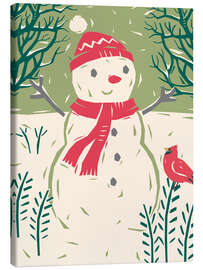 Leinwandbild Schneemann in einer Winternacht