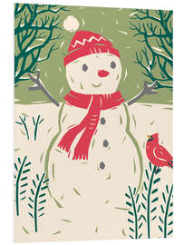 Hartschaumbild Schneemann in einer Winternacht