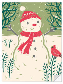 Wandsticker Schneemann in einer Winternacht