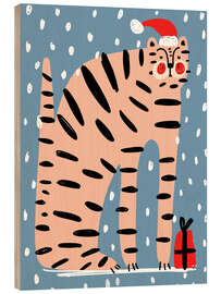 Holzbild Weihnachtstiger II