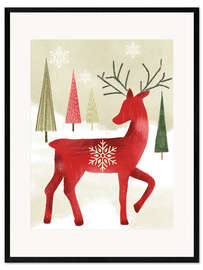 Gerahmter Kunstdruck Weihnachtshirsch