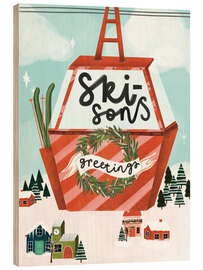 Holzbild Ski-sons greetings