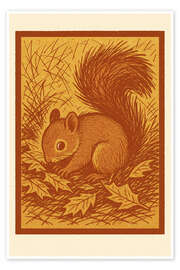 Poster Waldhörnchen sammelt Blätter - Gradient Grooves