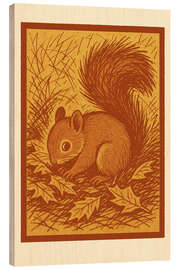 Holzbild Waldhörnchen sammelt Blätter - Gradient Grooves