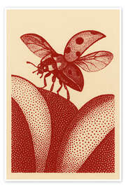 Poster Marienkäfer landet auf Blatt - Gradient Grooves