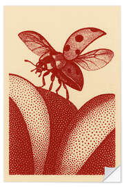 Wandsticker Marienkäfer landet auf Blatt - Gradient Grooves